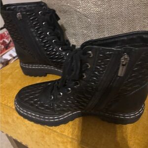 Vince Camuto Black Combat Boots with Durable Sole